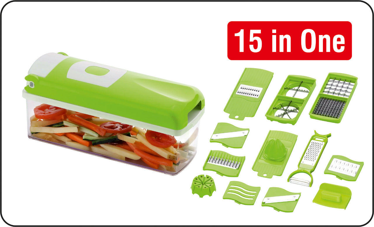 Multipurpose Chopper | Fruits & Vegetable Cutters, Peeler | Unbreakable Food Grade Body | Easy Push to Clean Button Slicer Dicer | Chopper for Kitchen (5 in 1)