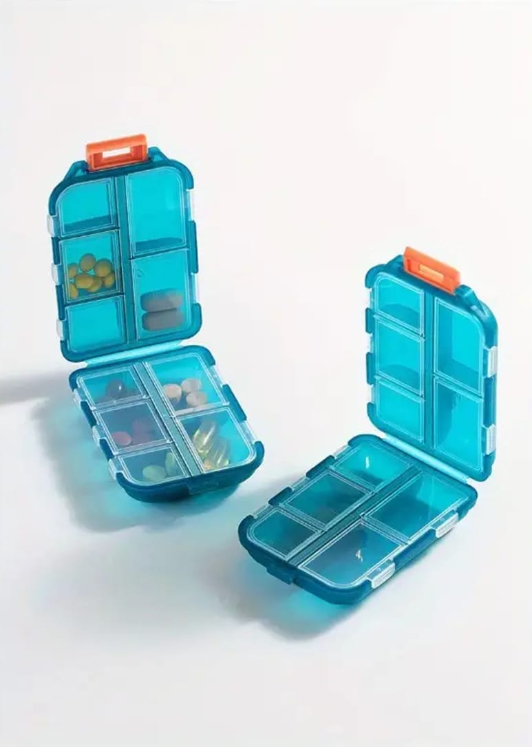 LOTSY Medicine Pill Box with Travel Medicine Case Kit | Pocket Daily Pharmacy Container | Mini Pocket Size Travel use medicine Organizer Box | Flip Design Double Layer Tablet or Capsule Case (1)