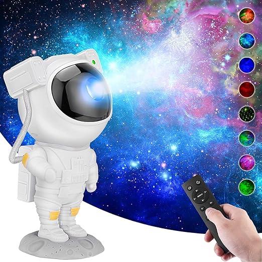 LOTSY Astronaut Galaxy Projector Night Light | 360° Rotating Nebula Star Projector with Remote Control, Timer & Adjustable Head | LED Space Lamp for Kids’ Bedroom, Gaming Room, Home & Party Décor