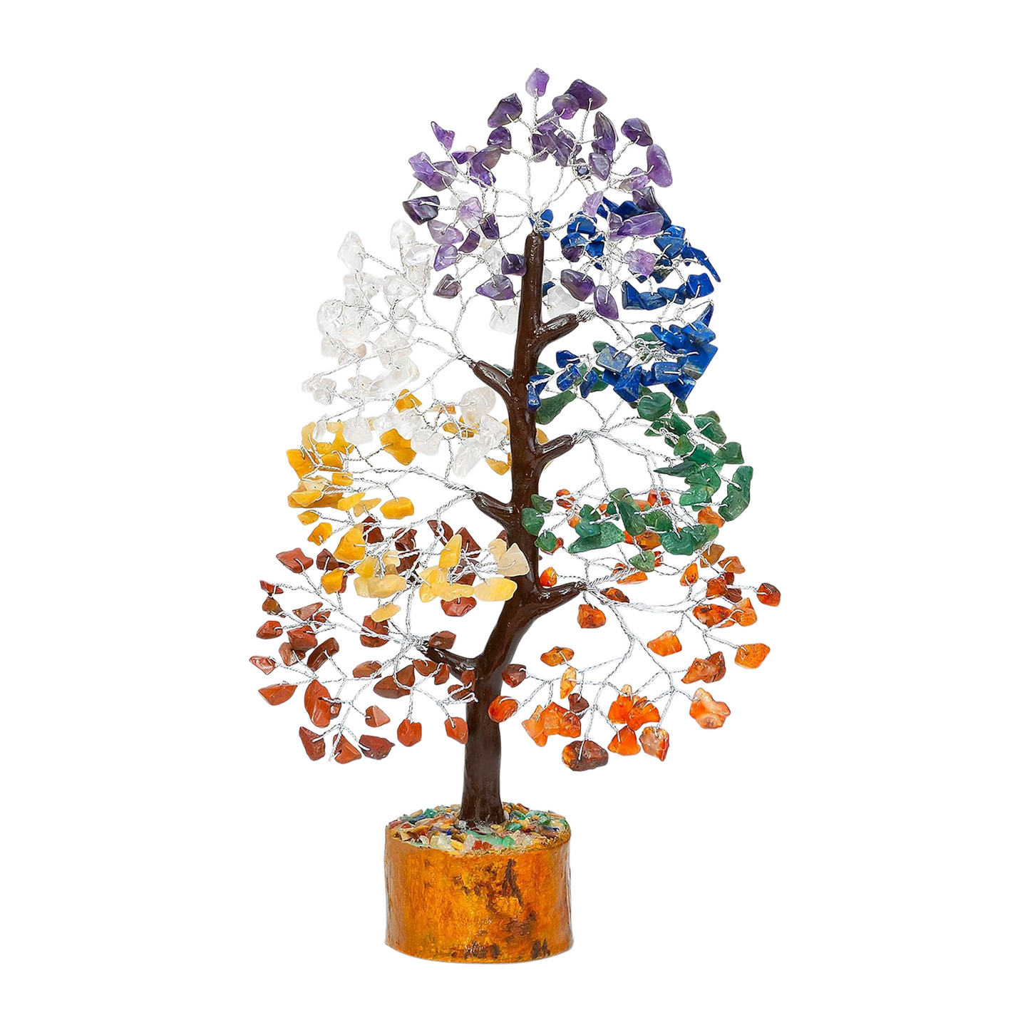 LOTSY 300 Beads Crystal Tree | 7 Chakra Crystal Tree | Showpiece Good Luck and Positive Energy | Showpiece for Living Room | Natural Healing Gemstones Money Tree | Feng Shui Seven Chakra Tree