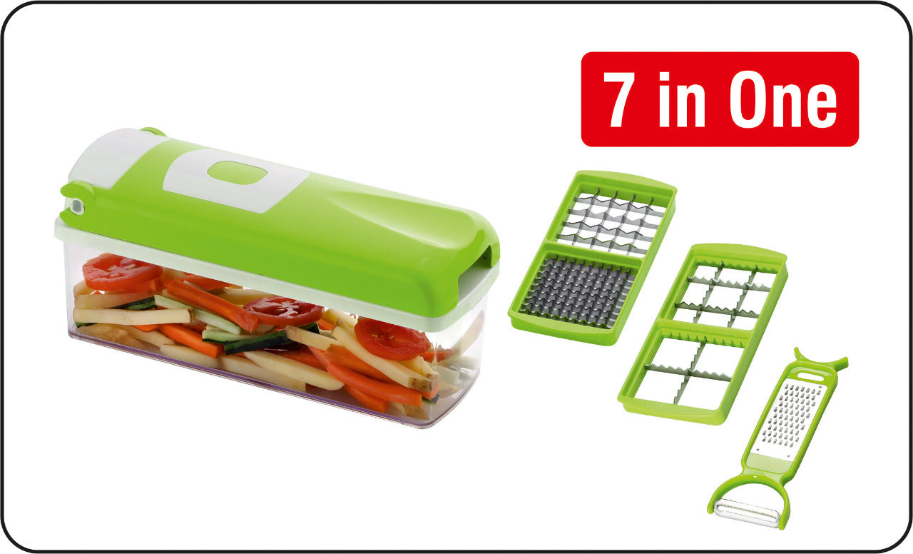 Multipurpose Chopper | Fruits & Vegetable Cutters, Peeler | Unbreakable Food Grade Body | Easy Push to Clean Button Slicer Dicer | Chopper for Kitchen (5 in 1)