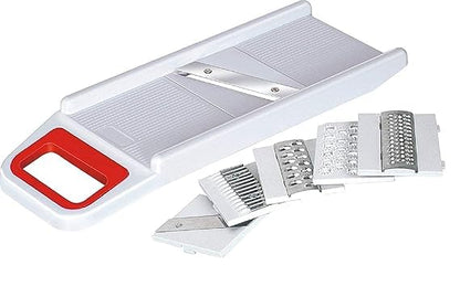 AILEXIM Plastic Vegetable Slicer 6 in 1 Grater and Slicer with Stainless Steel Blade Chopper for Vegetables, Fruits, Kitchenware, Salad Maker (Pack of 1)