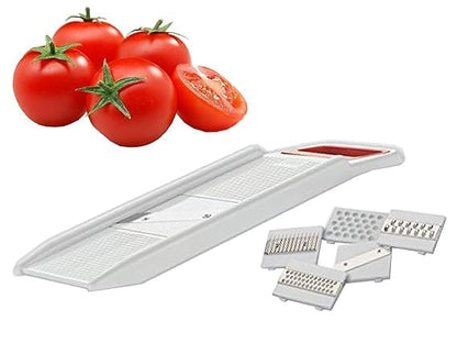 AILEXIM Plastic Vegetable Slicer 6 in 1 Grater and Slicer with Stainless Steel Blade Chopper for Vegetables, Fruits, Kitchenware, Salad Maker (Pack of 1)