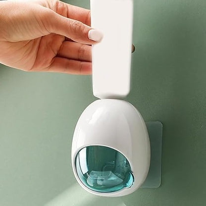 AILEXIM Toothpaste Dispenser & Organiser | Wall Mounted Automatic Toothpaste Squeeze | Accessories for Bathroom | Disassemble & Washable | Punch-Free Space-Saving Squeezer