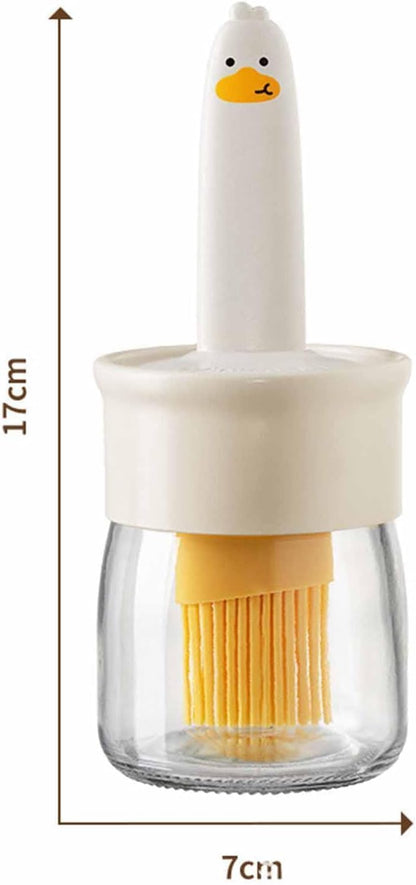 AILEXIM Oil Dispenser Bottle with Silicone Brush | 200ML Leakproof Plastic Jar | Kitchen Basting Brush for Cooking, Baking, BBQ, and Grilling Heat-Resistant