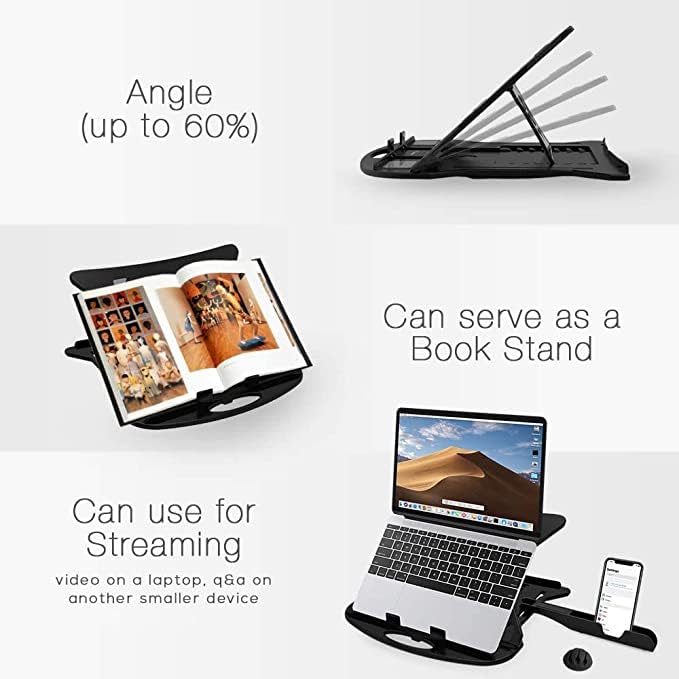 AILEXIM Adjustable Laptop Tabletop Stand Patented Riser Ventilated Portable Foldable Compatible with MacBook Notebook Tablet Tray Desk Table Book with Free Phone Stand (Black)