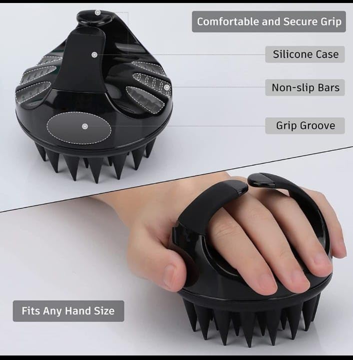 AILEXIM Scalp Manual Massager Shampoo Hair Brush with Soft Silicone Bristles for Anti Dandruff, Exfoliating Care | For All Type Hairs, Manual Hair Massager
