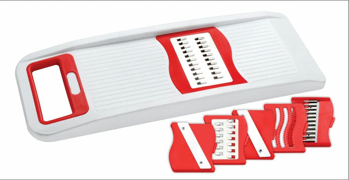 AILEXIM Plastic Vegetable Slicer 6 in 1 Grater and Slicer with Stainless Steel Blade Chopper for Vegetables, Fruits, Kitchenware, Salad Maker (Pack of 1)