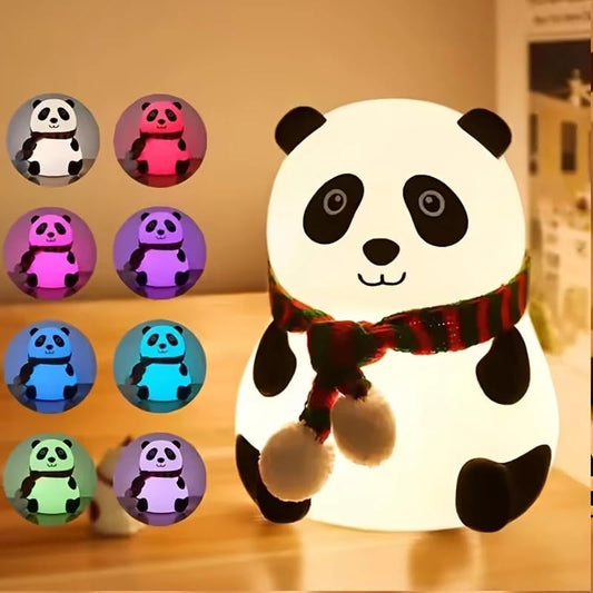 AILEXIM Rechargeable Silicone Panda Night Light for Kids | 7-Color LED Changing Lamp | Adorable Room Decor & Gift for Toddlers, Teens, & Valentine's Day Present | BPA-Free Nightlight | Multicolour