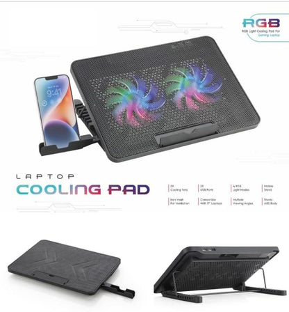 AILEXIM Adjustable Laptop Stand, Mobile Holder with 2 Cooling Fan | 7 Height Slots, Striff for Table/Desk, Computer Stand, Office Desk Accessories | Portable & Lightweight (Black)