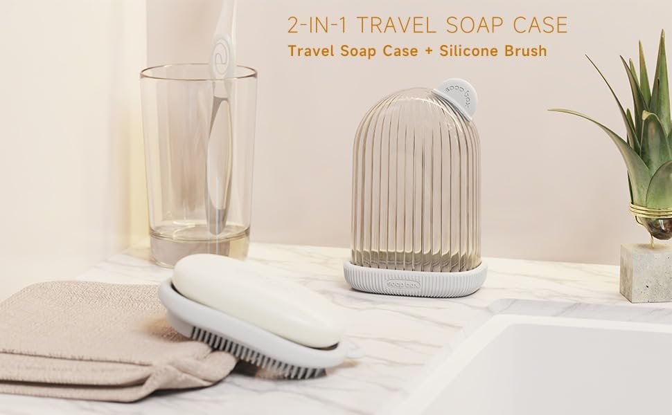 AILEXIM Travel Soap Case with Bath Brush | Transparent Leakproof, Waterproof & Portable for Bathroom, Camping, Gym | Travelling Accessories (Pack of 1)