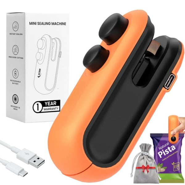AILEXIM Portable Mini Sealing Machine, Handheld Packet Sealer for Food, Snacks, Chips, Fresh Storage, Plastic Bags Sealing Machine, 1 YEAR Warranty (Assorted Color)