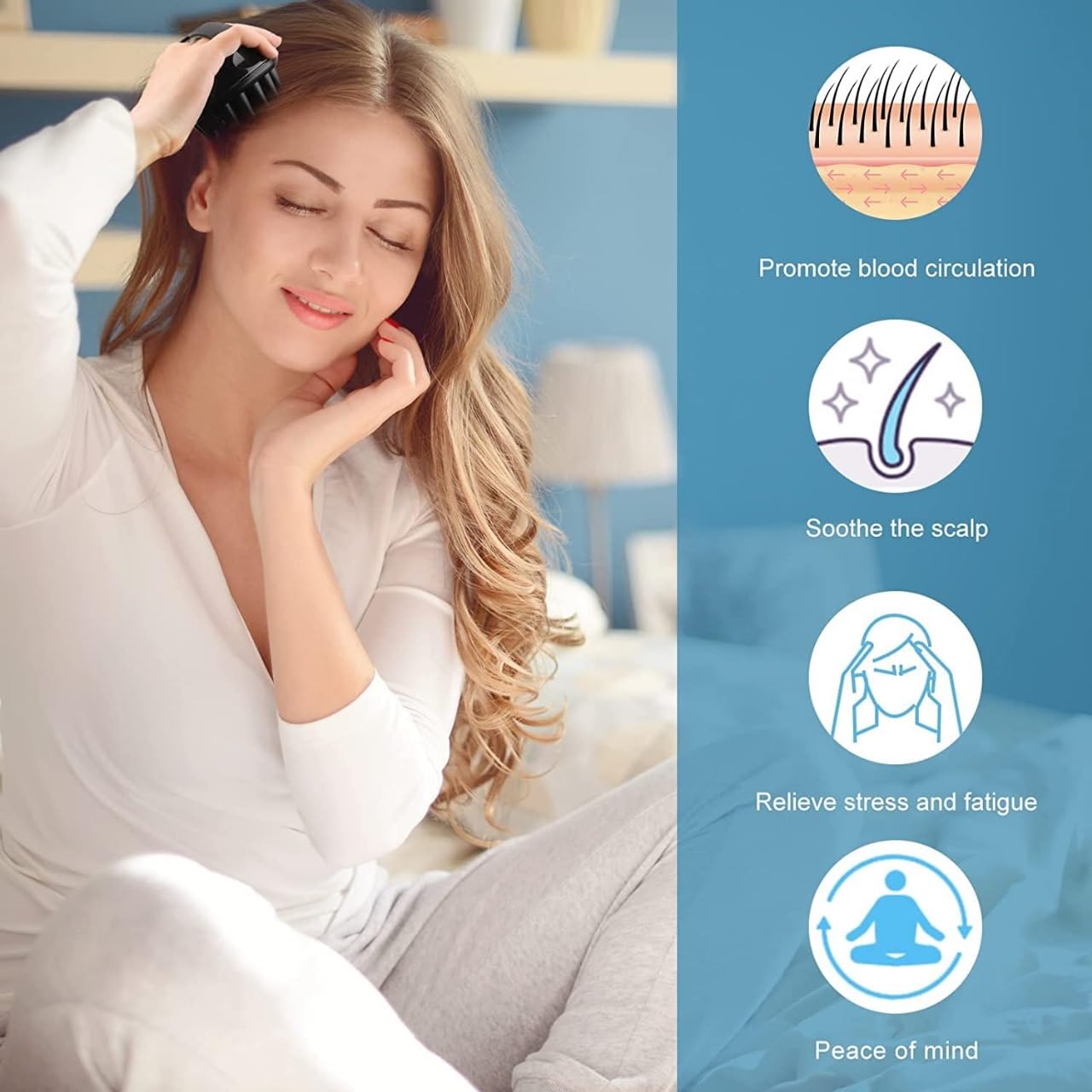 AILEXIM Scalp Manual Massager Shampoo Hair Brush with Soft Silicone Bristles for Anti Dandruff, Exfoliating Care | For All Type Hairs, Manual Hair Massager