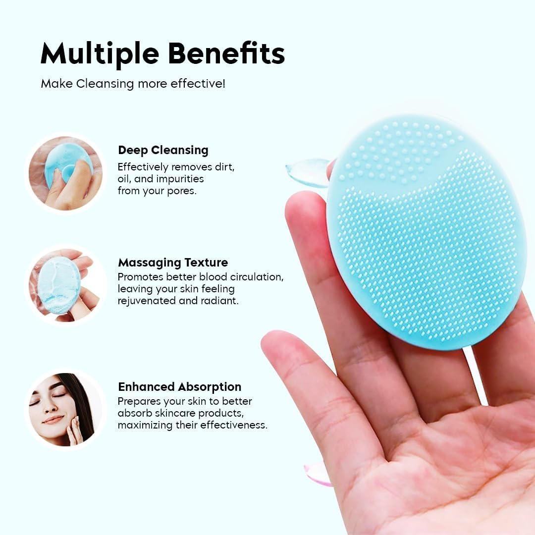 AILEXIM Face Scrubbers Exfoliating Facial Cleansing Brush-Soft Silicone Bristle-Remove Dead Skin | Soft Face Brush, Acne Blackheads Removing, Acne Pore Pad for Deep Cleaning Skin Care for Girls & Women's