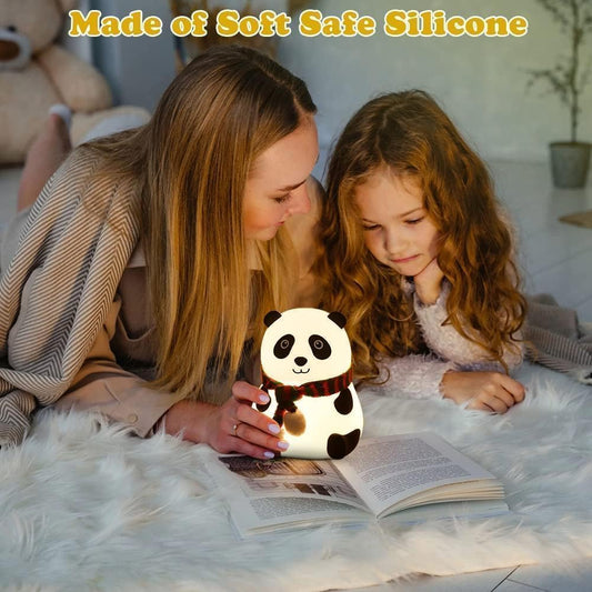 AILEXIM Rechargeable Silicone Panda Night Light for Kids | 7-Color LED Changing Lamp | Adorable Room Decor & Gift for Toddlers, Teens, & Valentine's Day Present | BPA-Free Nightlight | Multicolour