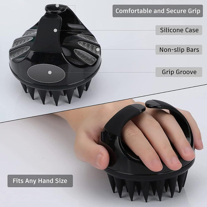 AILEXIM Scalp Manual Massager Shampoo Hair Brush with Soft Silicone Bristles for Anti Dandruff, Exfoliating Care | For All Type Hairs, Manual Hair Massager