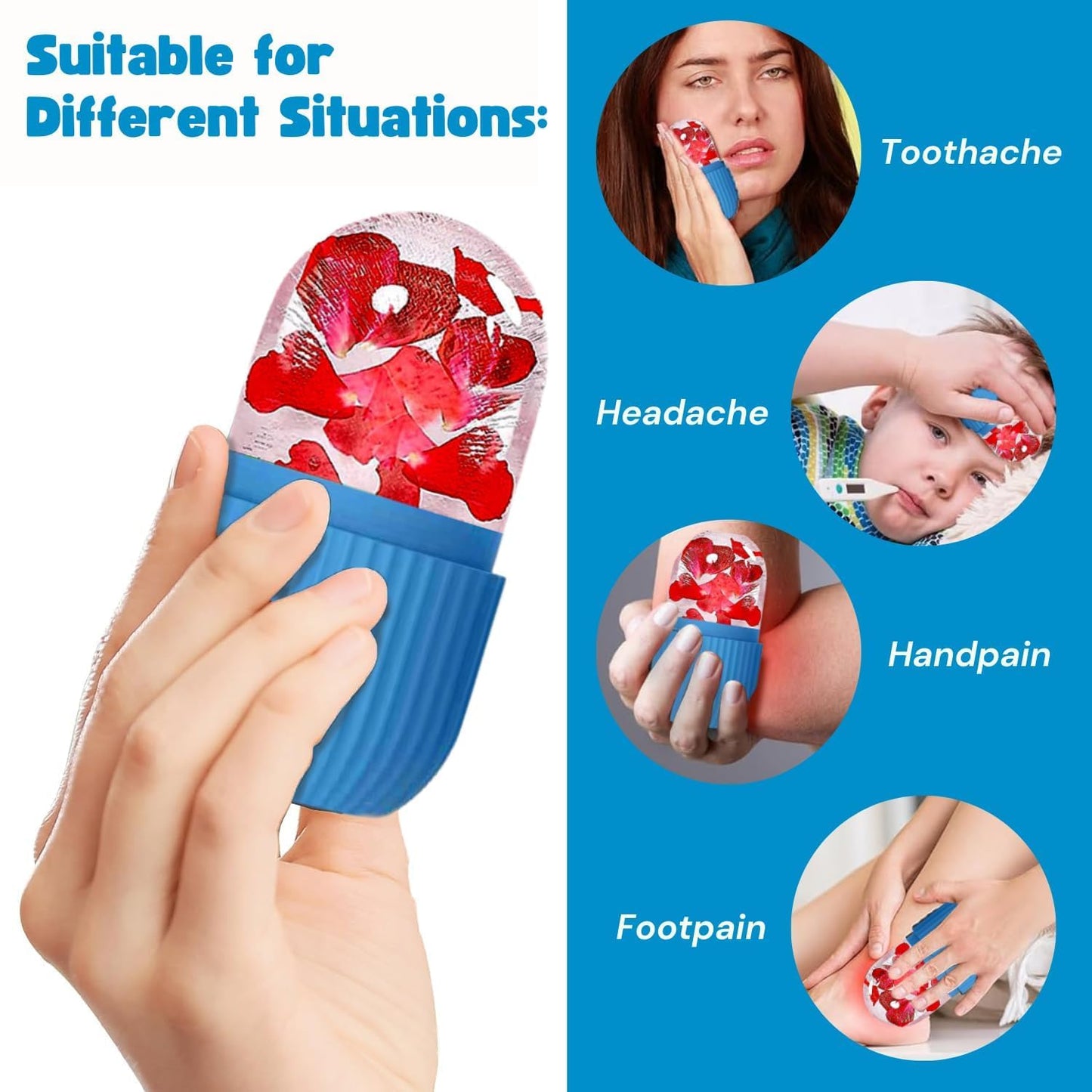 AILEXIM Ice Roller for Face | Silicone Facial Cube for Eyes & Neck Massage | Beauty & Facial Skin Care Tool | Face Puffiness Relief | Reusable & Unbreakable | Skin Tightening & Glowing Skin