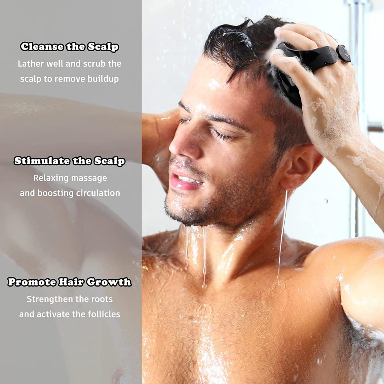 AILEXIM Scalp Manual Massager Shampoo Hair Brush with Soft Silicone Bristles for Anti Dandruff, Exfoliating Care | For All Type Hairs, Manual Hair Massager