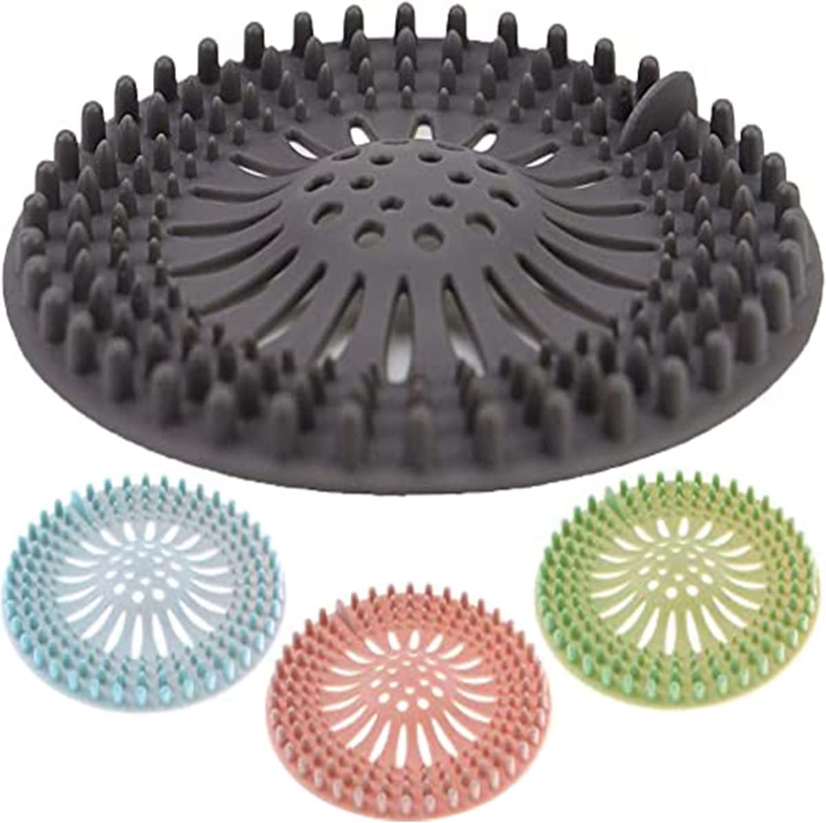 LOTSY Silicone Hair Catcher Drain Cover | Shower Protector Filter | Sink Filter Bathroom Hair Catcher | Drain Strainers Cover Trap