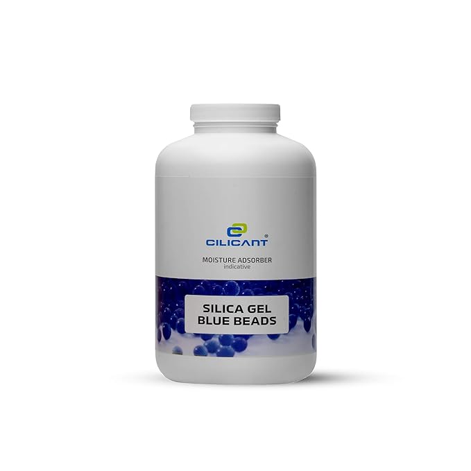 CILICAnT Blue Silica Gel Beads for Moisture Control, Rechargeable Indicating Desiccant Dehumidifier (Beads Size: 2-4 mm) (950 ml *1 =950 ml)