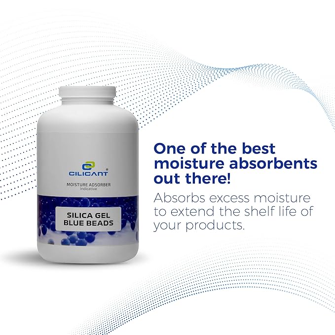 CILICAnT Blue Silica Gel Beads for Moisture Control, Rechargeable Indicating Desiccant Dehumidifier (Beads Size: 2-4 mm) (950 ml *1 =950 ml)