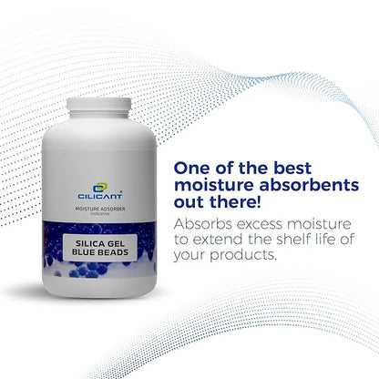 CILICAnT Blue Silica Gel Beads for Moisture Control, Rechargeable Indicating Desiccant Dehumidifier (Beads Size: 2-4 mm) (950 ml *1 =950 ml)