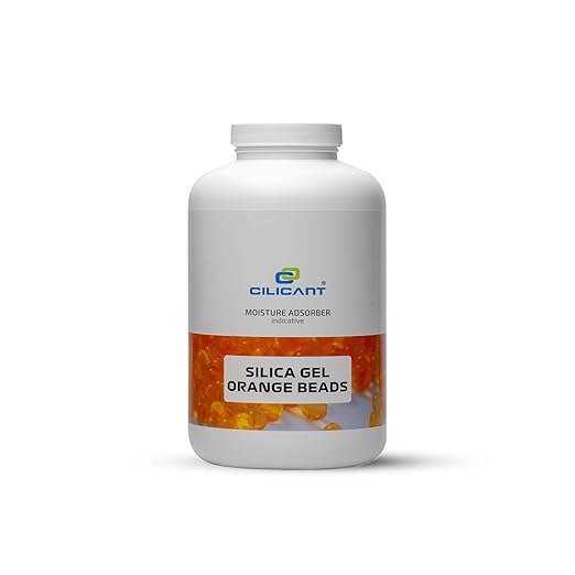 CILICAnT Orange Silica Gel Beads for Moisture Control, Rechargeable Indicating Desiccant Dehumidifier (Beads Size: 2-4 mm) (950 ml *1 =950 ml)