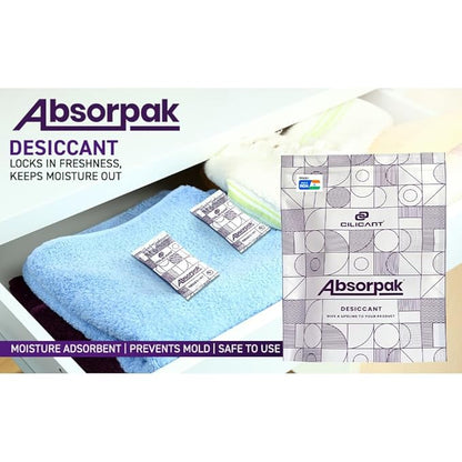 CILICAnT Absorpak Desiccant 5GM 200 Pouches - Silica gel Desiccant I Moisture Absorber Sachet for Home, Cars, Electronic items, Wardrobe & Shoe Racks Adsorbent, White | Prevents Mould & Fungus