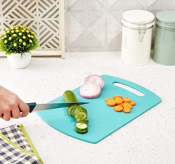 LOTSY Plastic Chopping Board with Handle | Cutting Board for Vegetable, Fruits, Cheese & Dry Fruits | Food Grade Plastic | BPA-Free, Dishwasher Safe, Microwave Safe, Anti-Bacterial