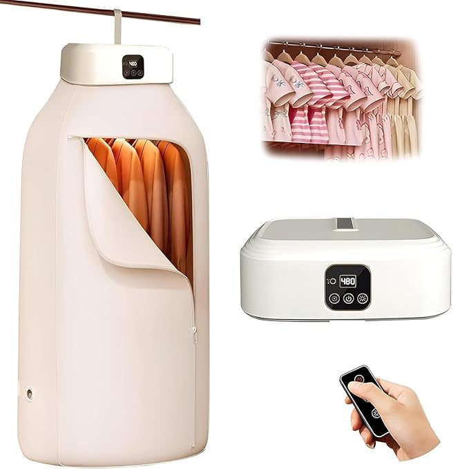 LOTSY Clothes Warmer Machine | Portable Warmer for Clothes | Mini Electric Laundry Warming Machine for Home & Travel | Automatic Warmer with Hanger & Heater for Towels, Baby Clothing & More