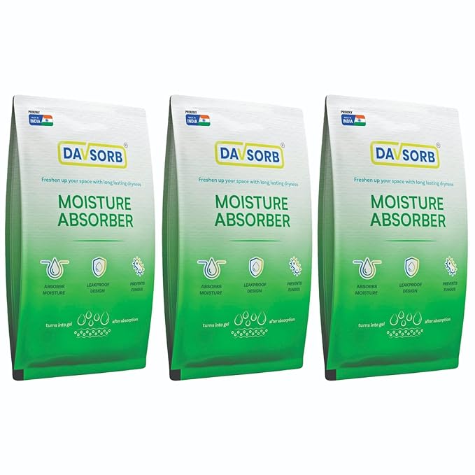 DAVSORB Dehumidifier Room Moisture Absorber for for Wardrobe & Shoe Racks | Prevents Mould & Fungus in Home, Cars, Electronic items | Combo of 5gm x 40 sachets + 50gm x 5 sachets + 100gm x 3 Sachets