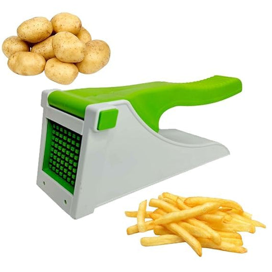 LOTSY Potato Slicer & Dicer | Chopper Potato Chips Maker | French Fries Maker Machine | Vegetables & Fruit Cutter | Kitchen Tool & Accessories | Unbreakable, Durable & Compact (Green/White)
