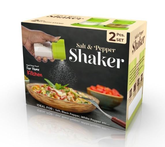 LOTSY Salt and Pepper 2 Pcs Shaker with Press Button | Refillable & Adjustable Bottles | Moisture-Proof Spice Dispenser | Durable, Functional, and Ideal for Professional & Home/Kitchen Use