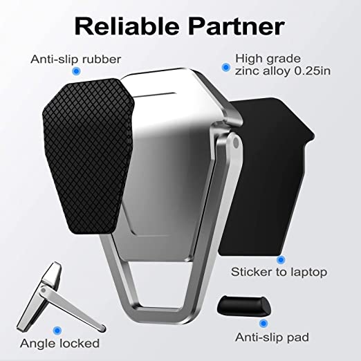 Portable Laptop Riser 2 PC Ergonomic Keyboard Riser Lightweight Invisible Mini Aluminium Keyboard Stand Cooling Pad Desk Stand for MacBook Dell HP Suitable for 11-17 Inch Laptop (Silver, 2Pc)