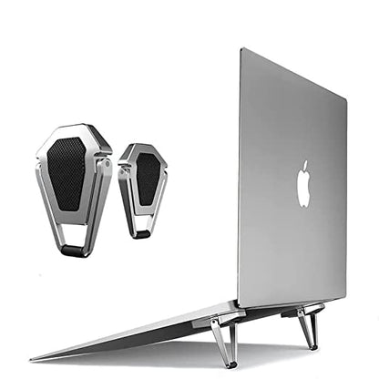 Portable Laptop Riser 2 PC Ergonomic Keyboard Riser Lightweight Invisible Mini Aluminium Keyboard Stand Cooling Pad Desk Stand for MacBook Dell HP Suitable for 11-17 Inch Laptop (Silver, 2Pc)