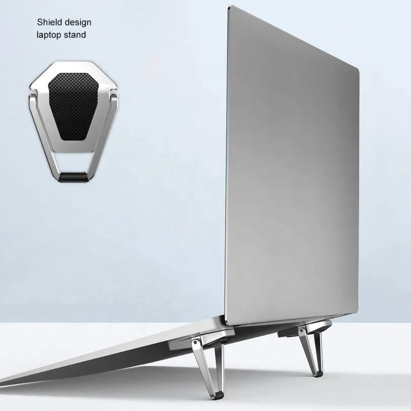 Portable Laptop Riser 2 PC Ergonomic Keyboard Riser Lightweight Invisible Mini Aluminium Keyboard Stand Cooling Pad Desk Stand for MacBook Dell HP Suitable for 11-17 Inch Laptop (Silver, 2Pc)