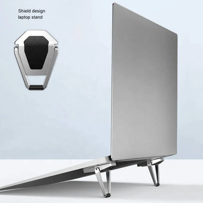 Portable Laptop Riser 2 PC Ergonomic Keyboard Riser Lightweight Invisible Mini Aluminium Keyboard Stand Cooling Pad Desk Stand for MacBook Dell HP Suitable for 11-17 Inch Laptop (Silver, 2Pc)