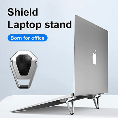 Portable Laptop Riser 2 PC Ergonomic Keyboard Riser Lightweight Invisible Mini Aluminium Keyboard Stand Cooling Pad Desk Stand for MacBook Dell HP Suitable for 11-17 Inch Laptop (Silver, 2Pc)